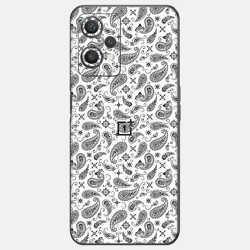 White Paisley Glass Back