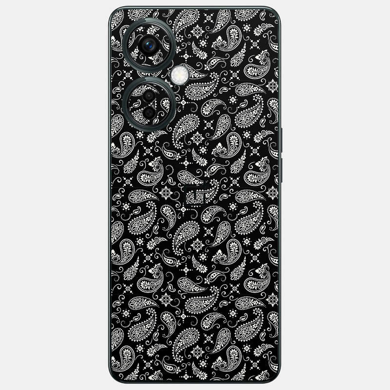 Black Paisley Glass Back