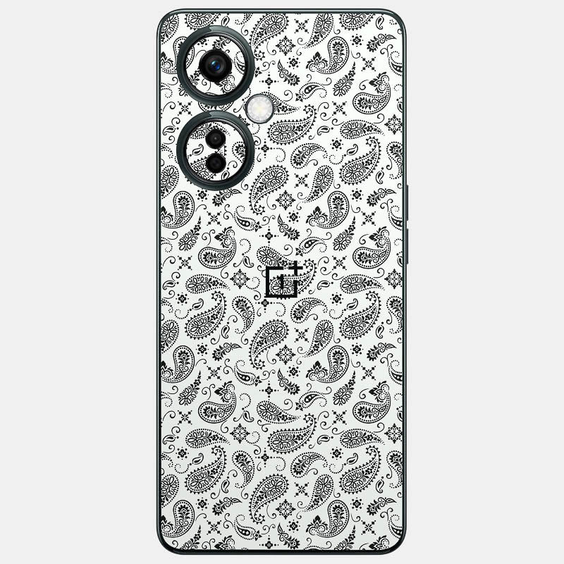 White Paisley Glass Back
