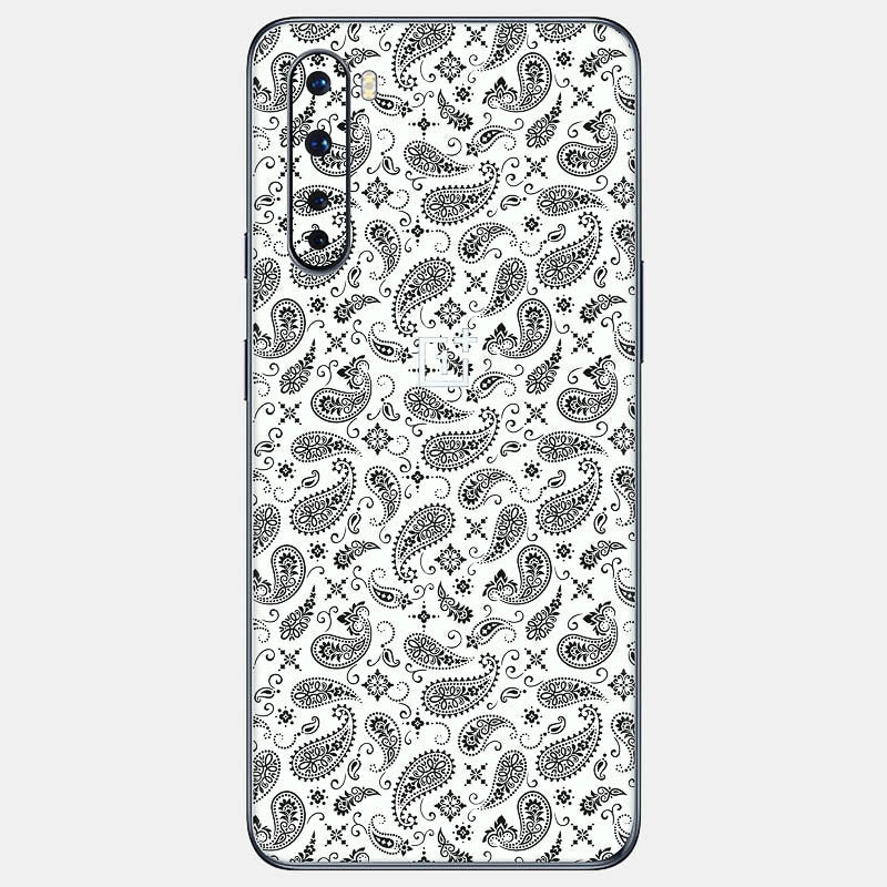 White Paisley Glass Back