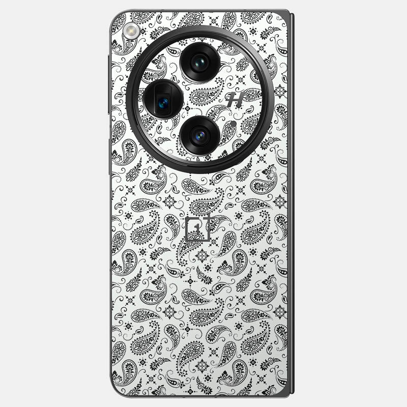 White Paisley Glass Back