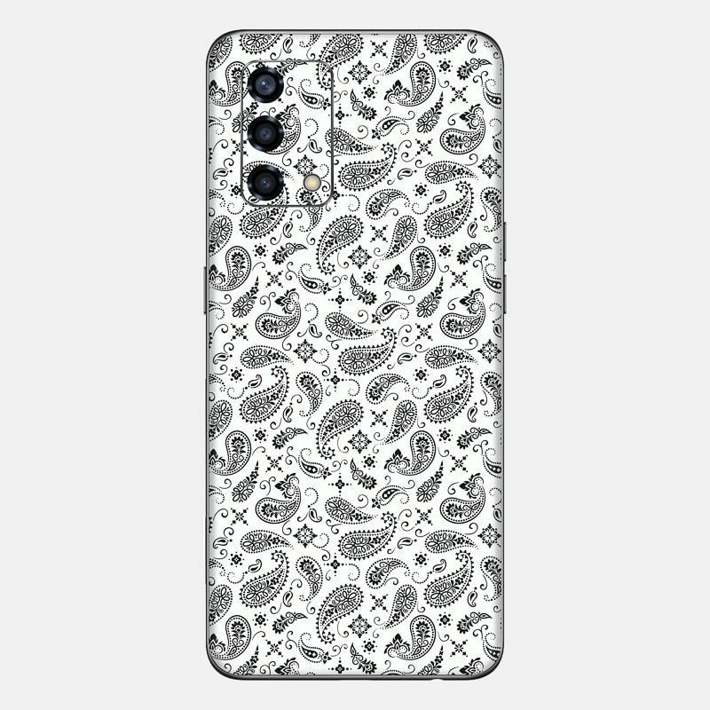 White Paisley Glass Back