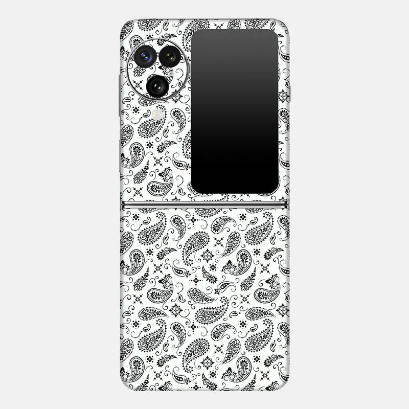 White Paisley Glass Back