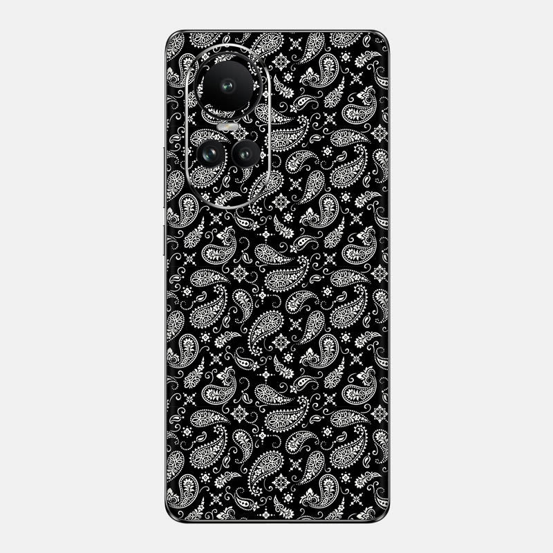 Black Paisley Glass Back