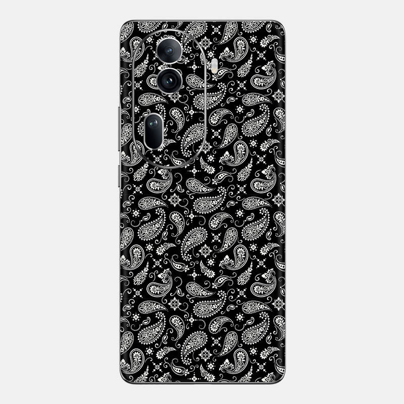 Black Paisley Glass Back