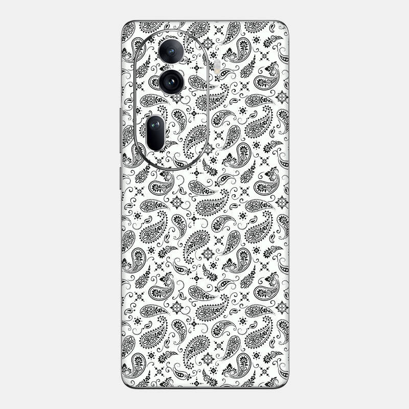 White Paisley Glass Back