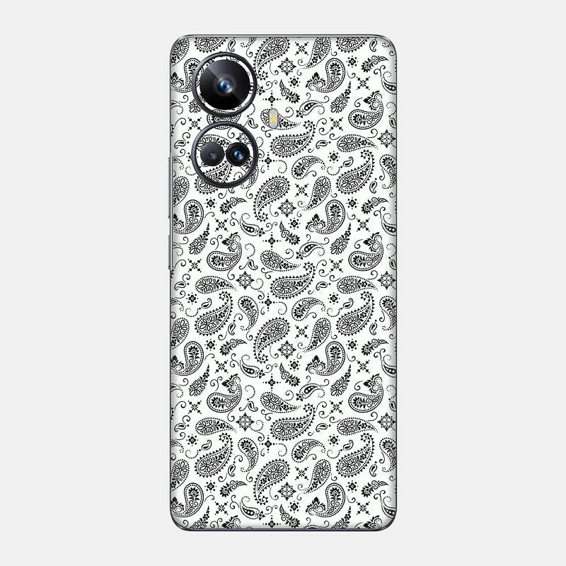 White Paisley Glass Back