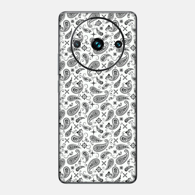 White Paisley Glass Back