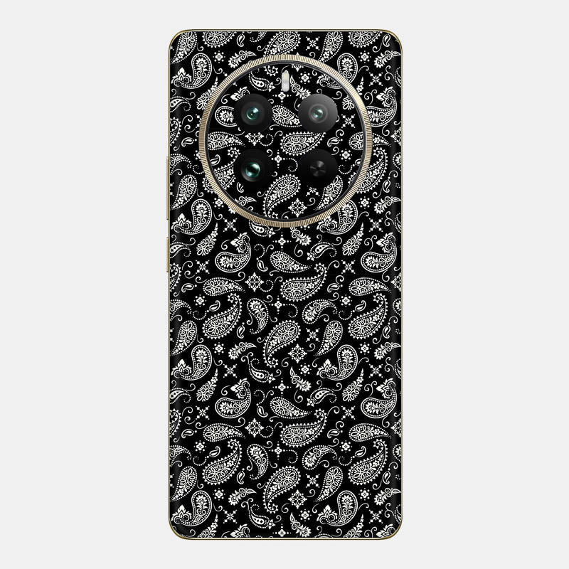 Black Paisley Glass Back