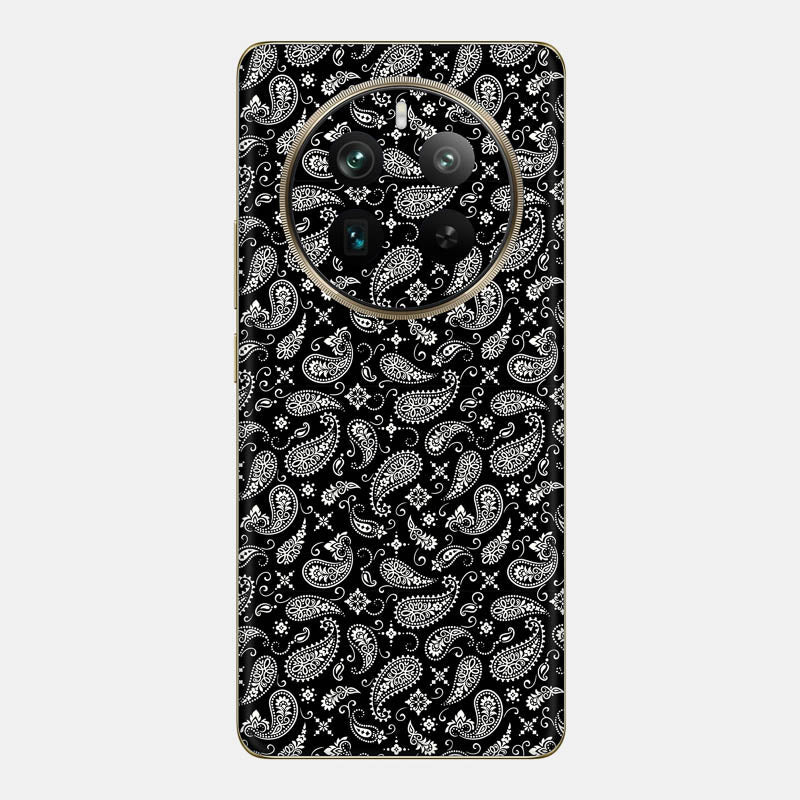 Black Paisley Glass Back