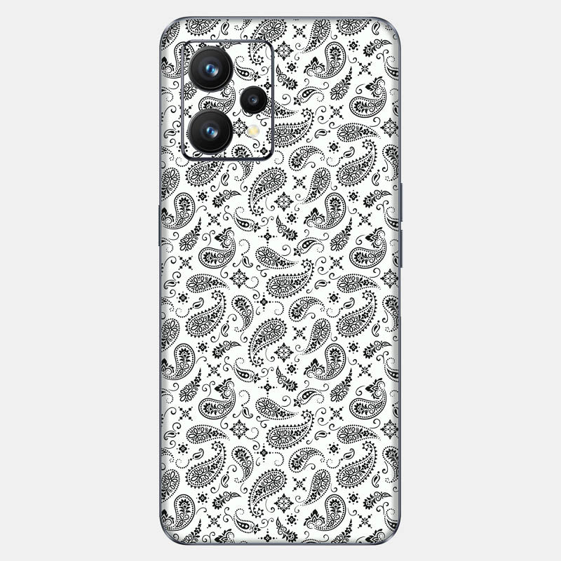 White Paisley Glass Back
