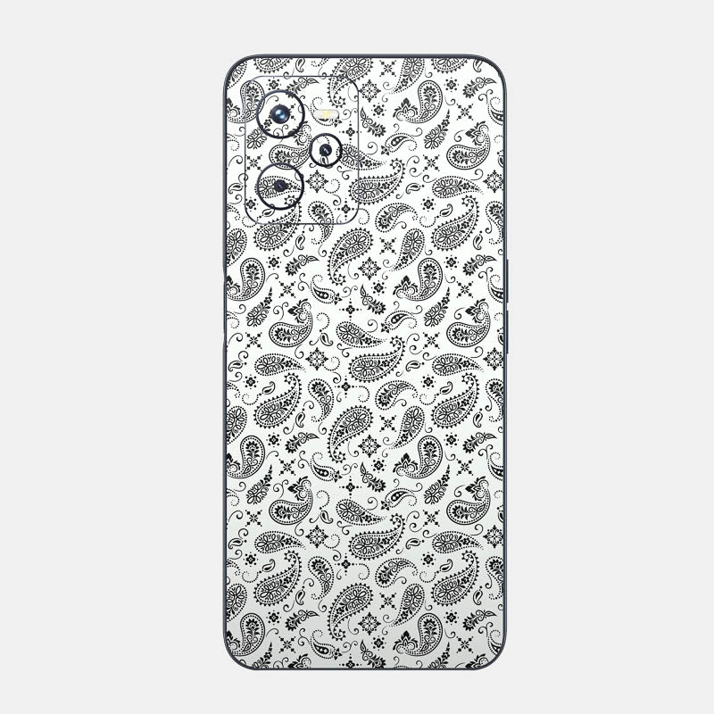 White Paisley Glass Back