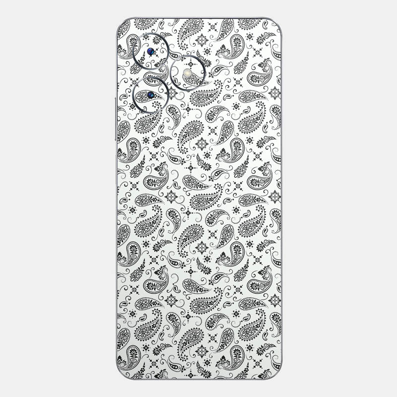 White Paisley Glass Back