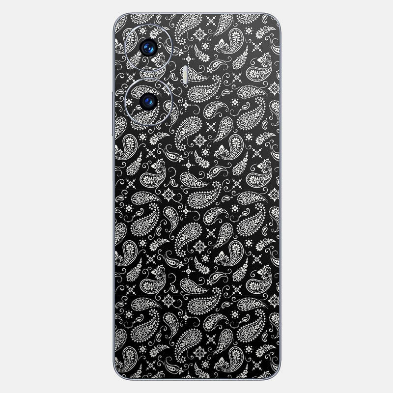 Black Paisley Glass Back