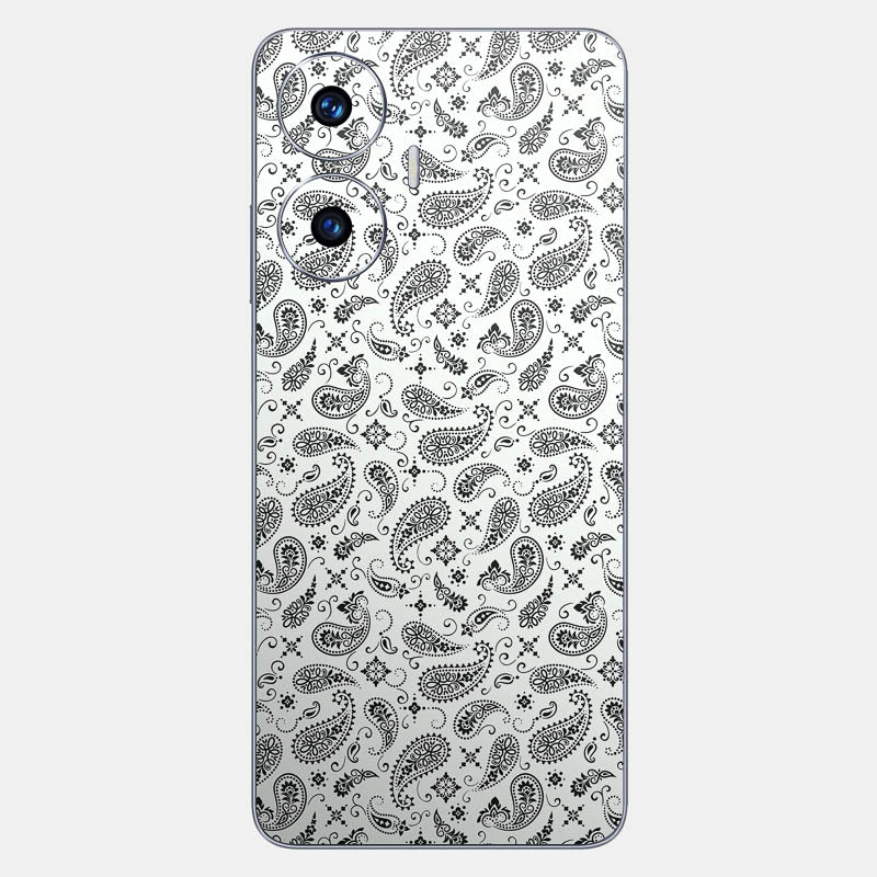 White Paisley Glass Back