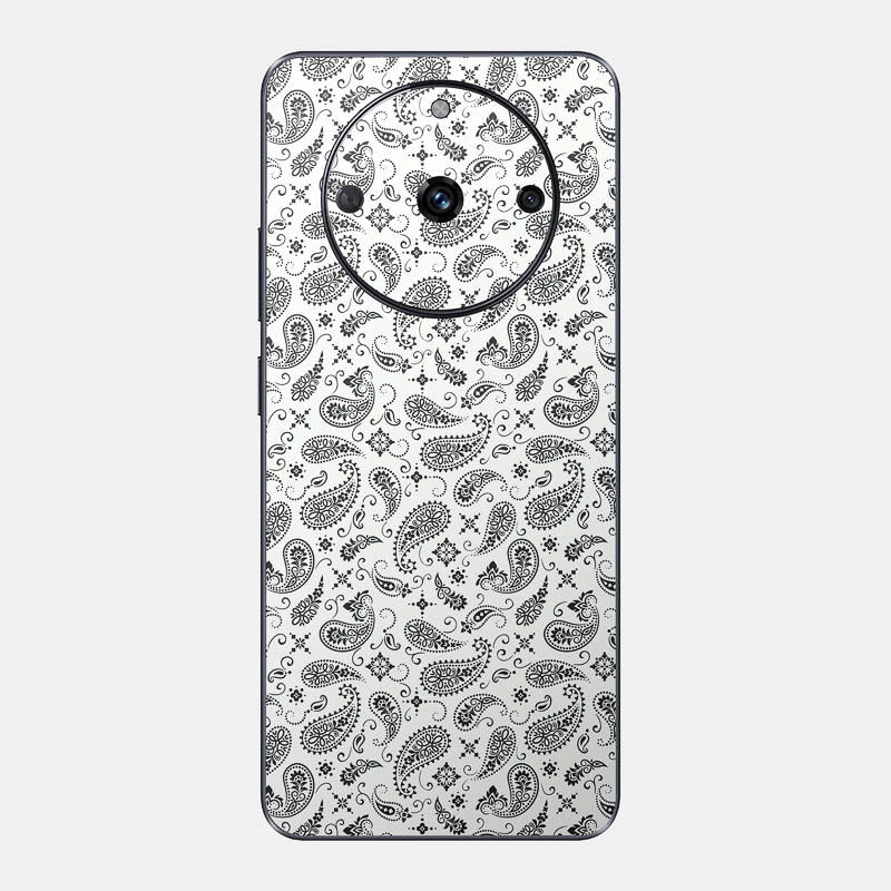 White Paisley Glass Back