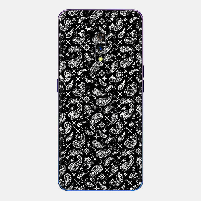 Black Paisley Glass Back