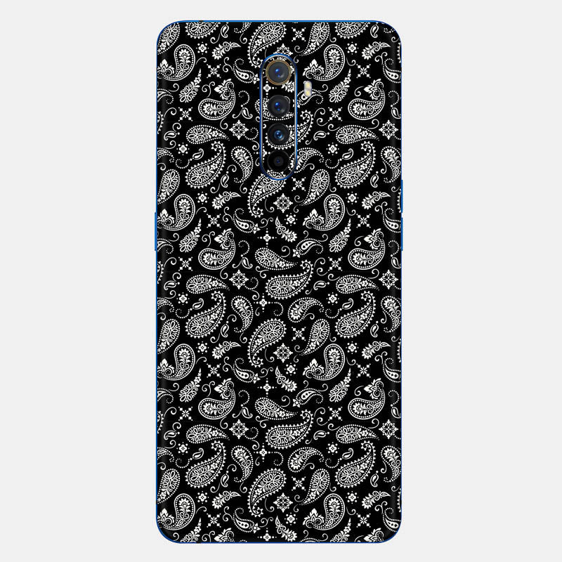 Black Paisley Glass Back