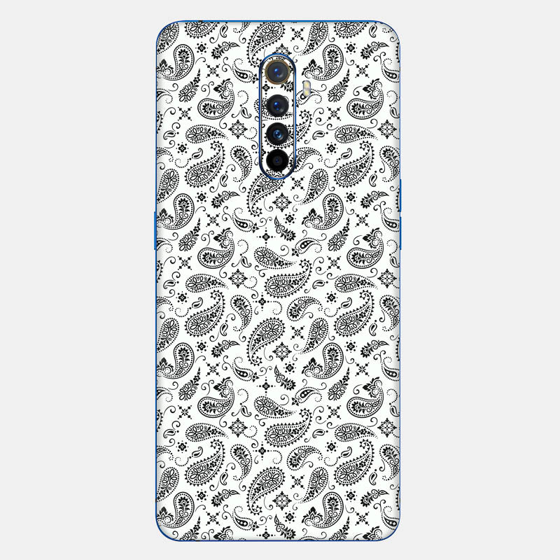 White Paisley Glass Back