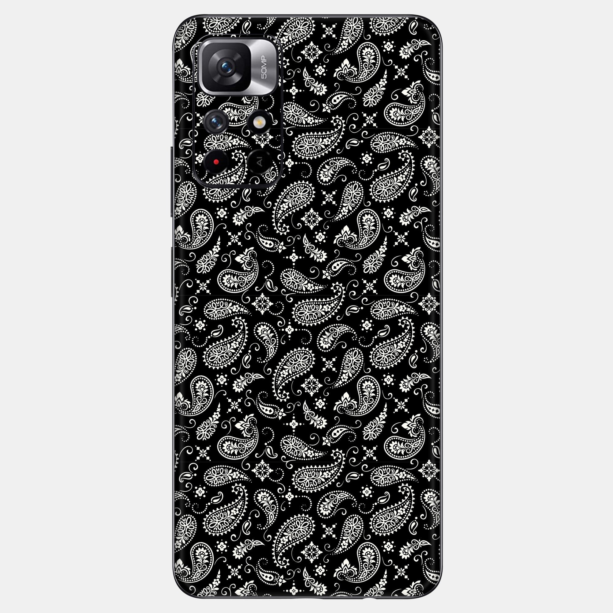 Black Paisley Glass Back