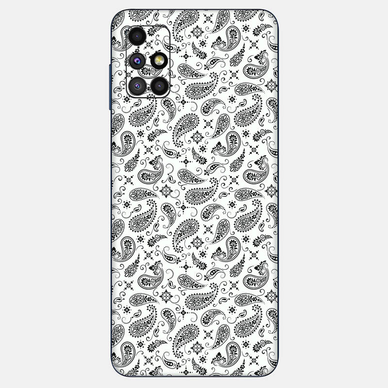 White Paisley Glass Back
