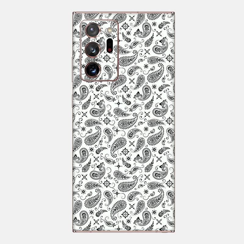 White Paisley Glass Back
