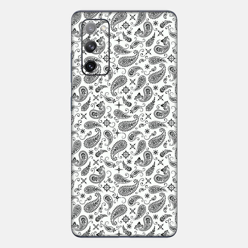 White Paisley Glass Back