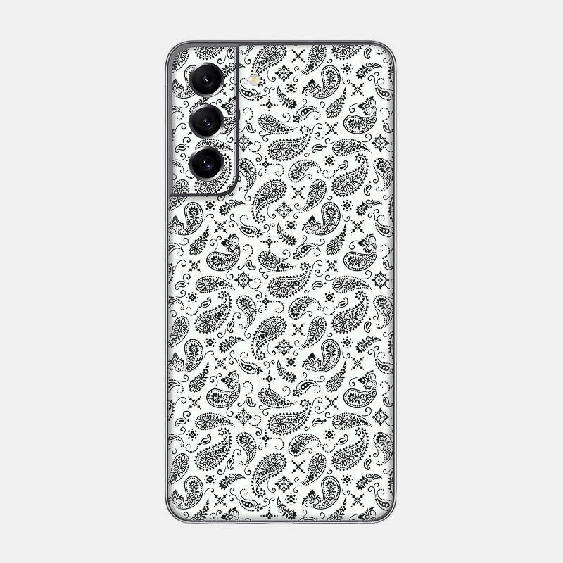 White Paisley Glass Back