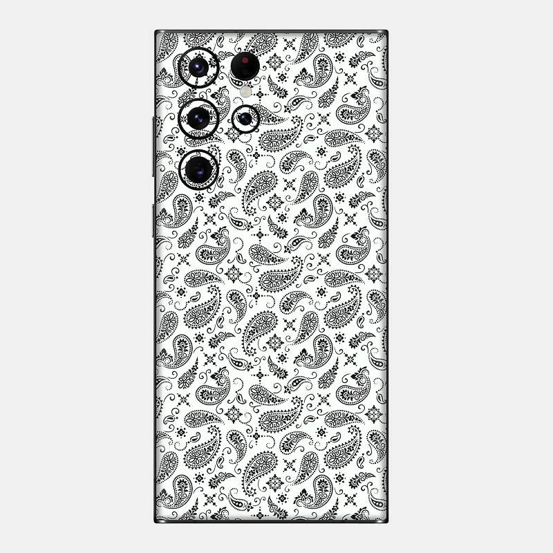 White Paisley Glass Back