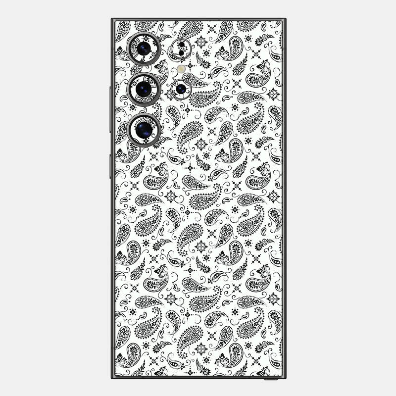 White Paisley Glass Back