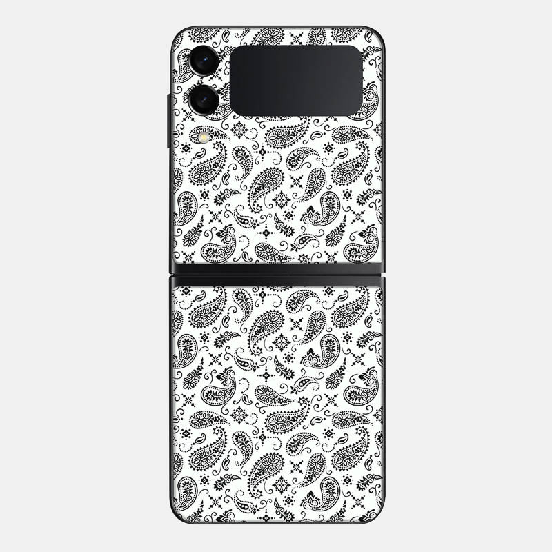 White Paisley Glass Back