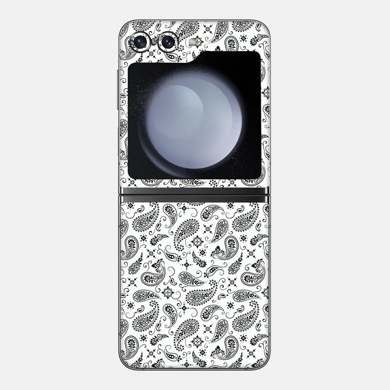 White Paisley Glass Back