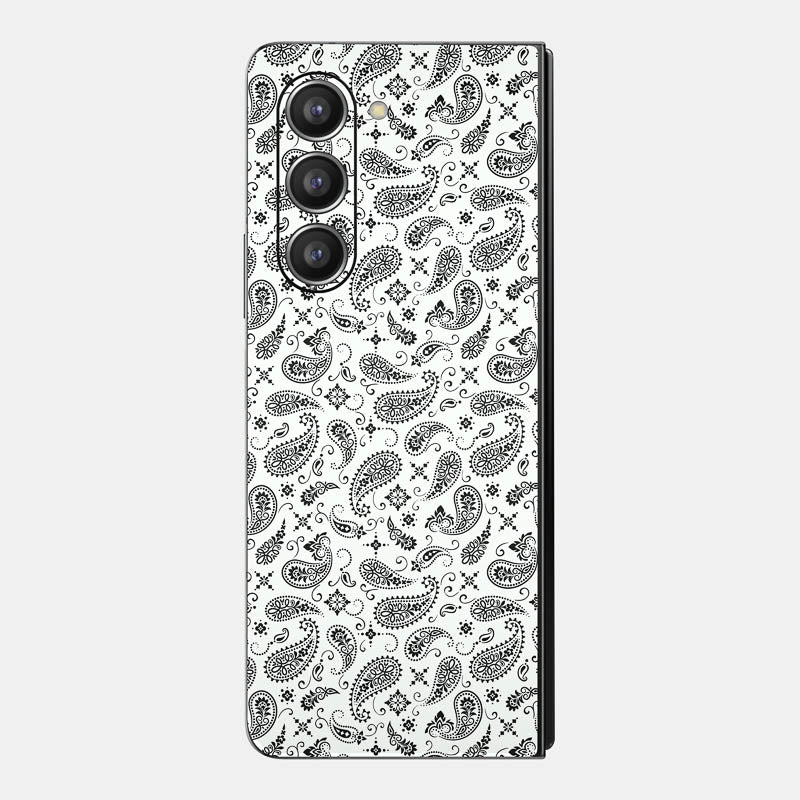 White Paisley Glass Back