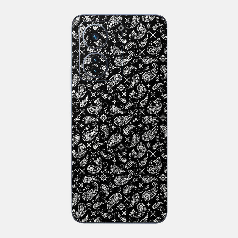Black Paisley Glass Back