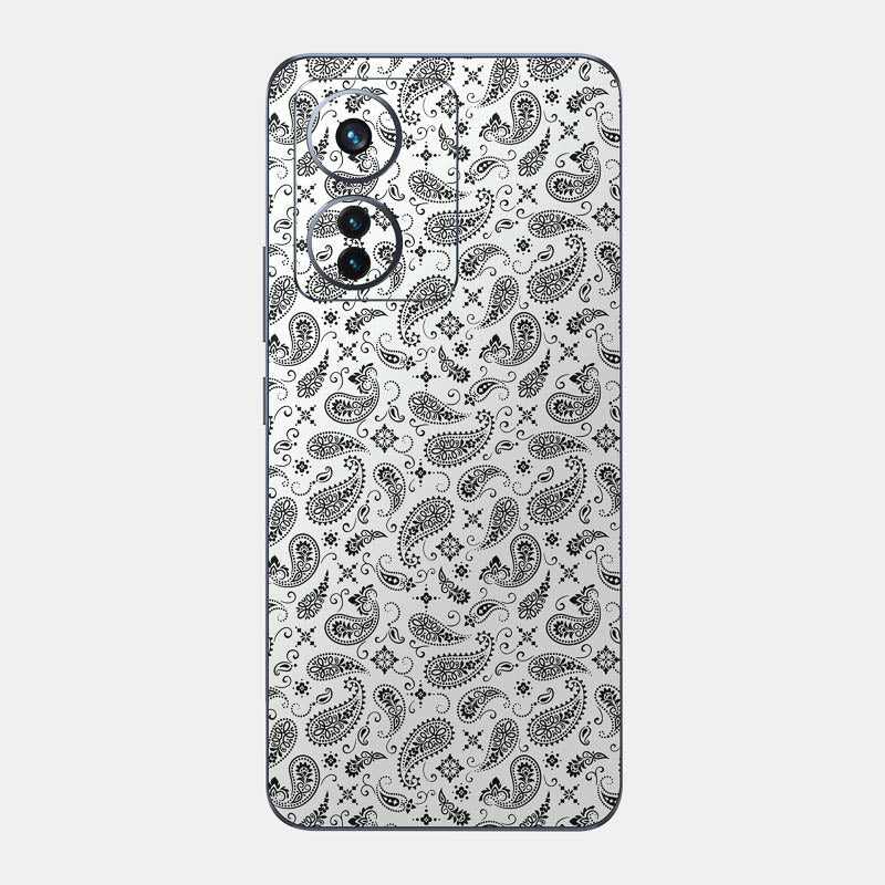White Paisley Glass Back