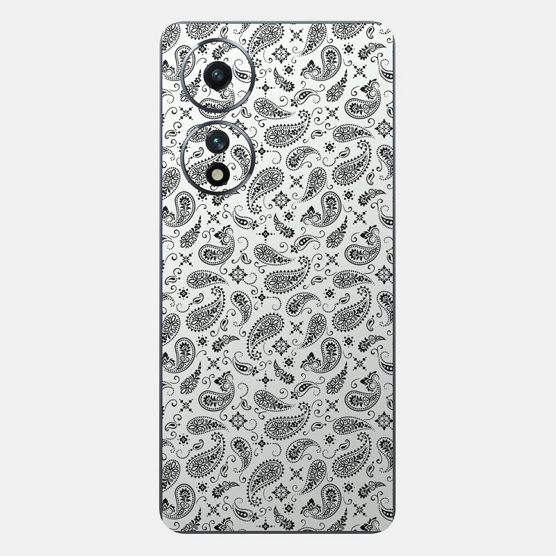 White Paisley Glass Back