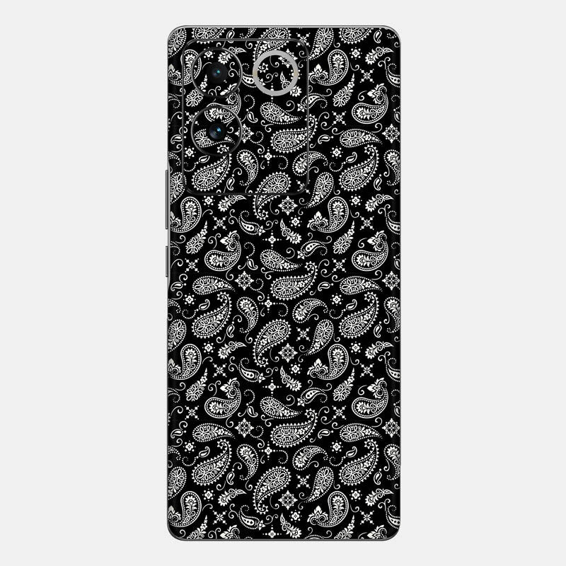 Black Paisley Glass Back