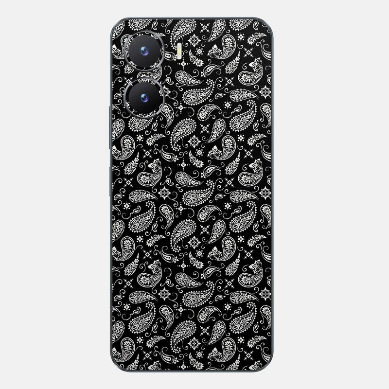 Black Paisley Glass Back