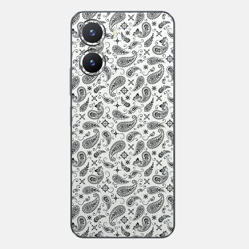 White Paisley Glass Back