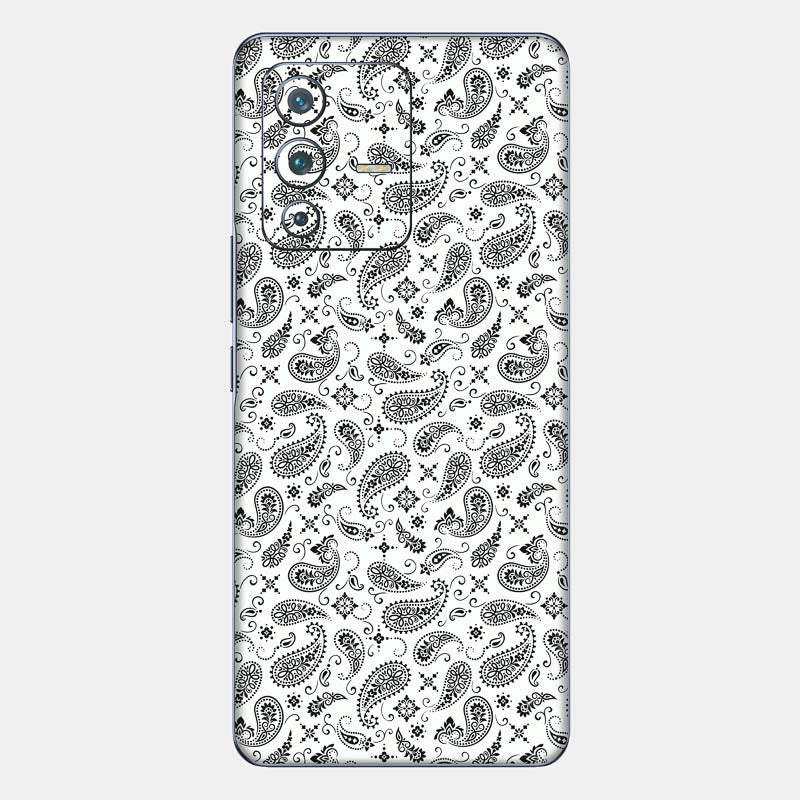 White Paisley Glass Back