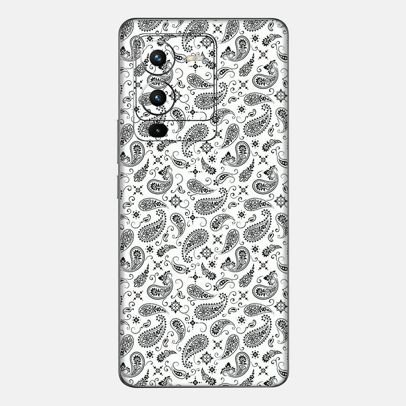 White Paisley Glass Back