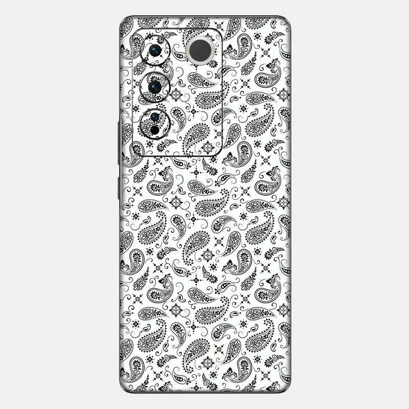 White Paisley Glass Back