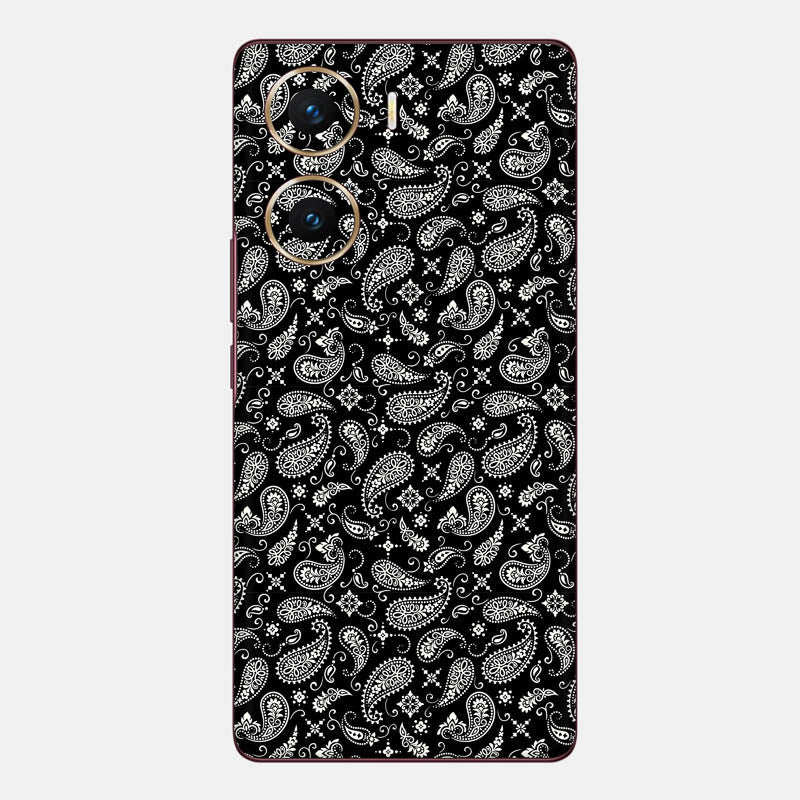 Black Paisley Glass Back