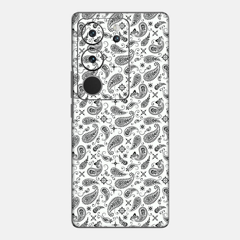 White Paisley Glass Back