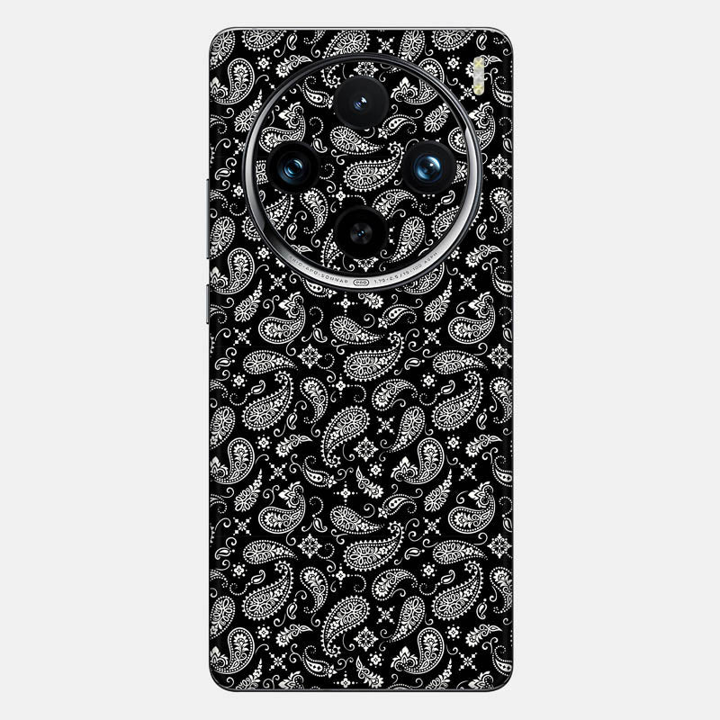 Black Paisley Glass Back