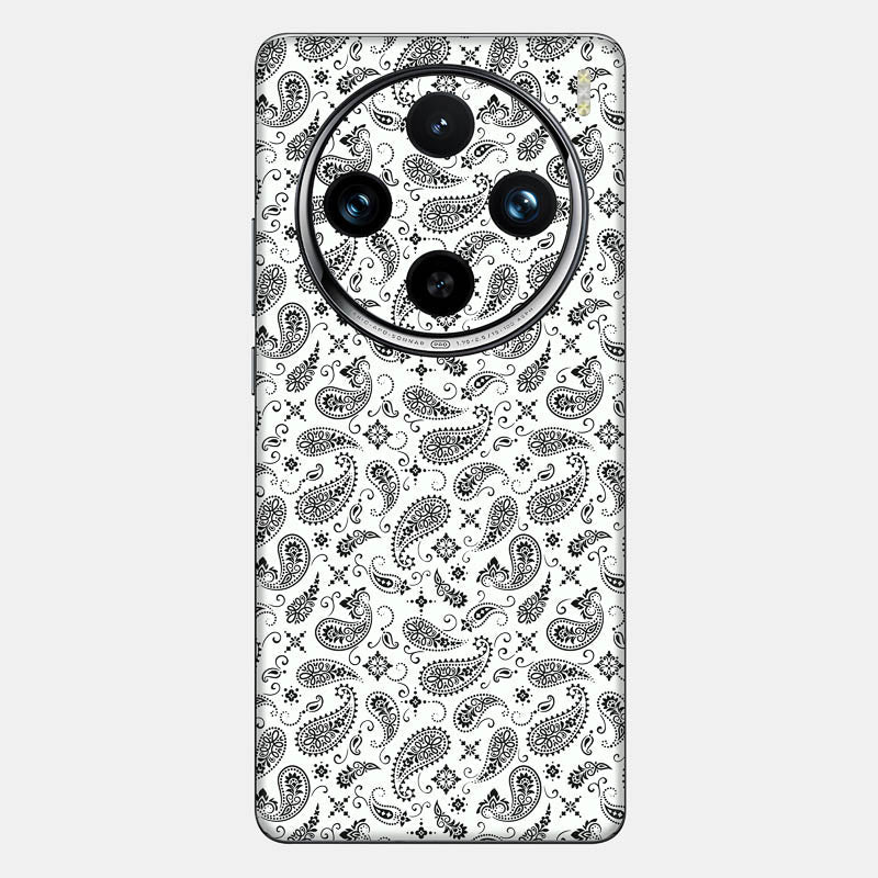 White Paisley Glass Back