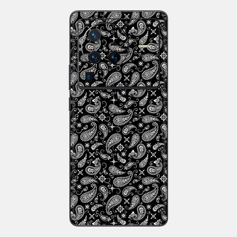 Black Paisley Glass Back