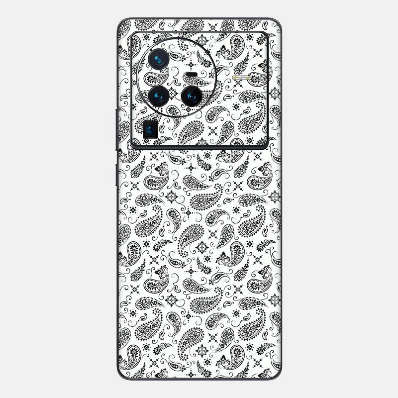 White Paisley Glass Back