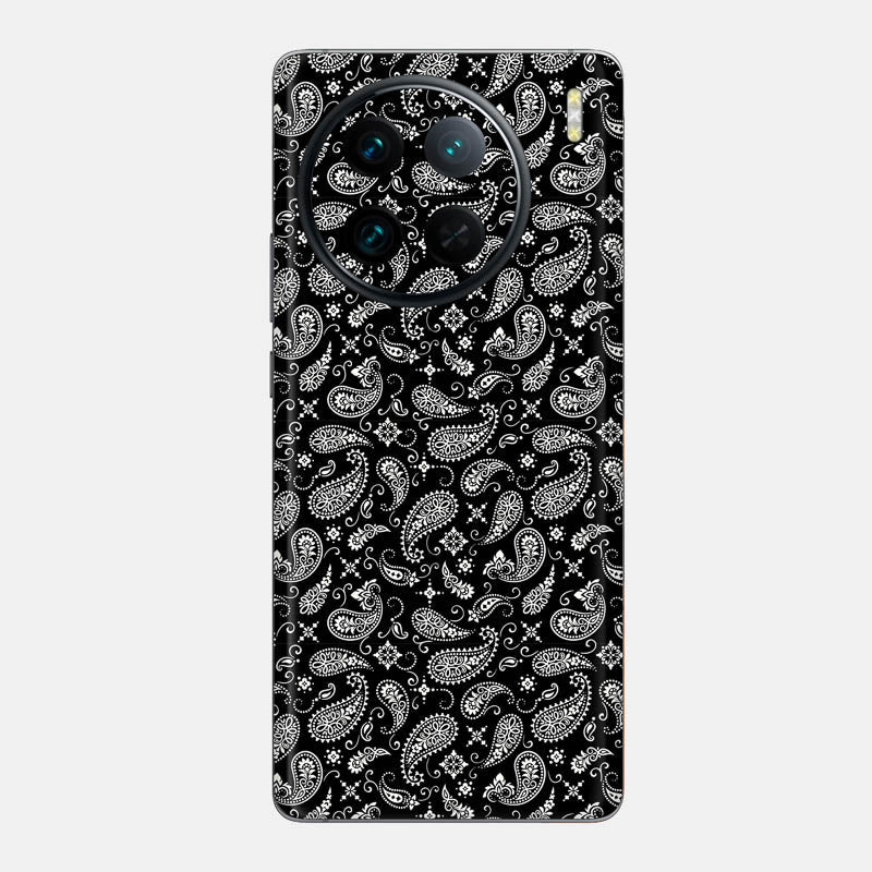 Black Paisley Glass Back