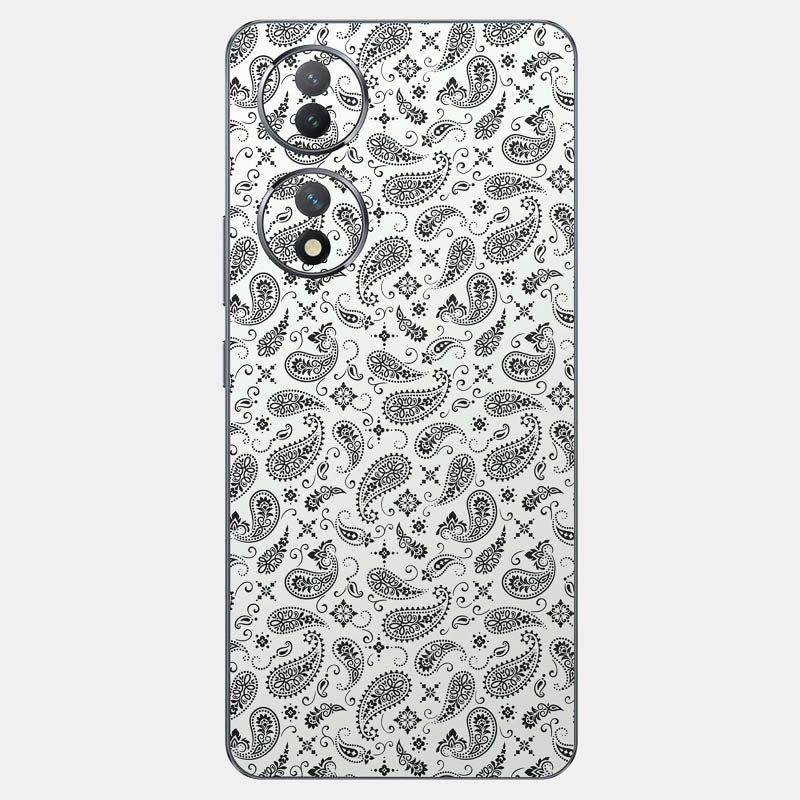 White Paisley Glass Back